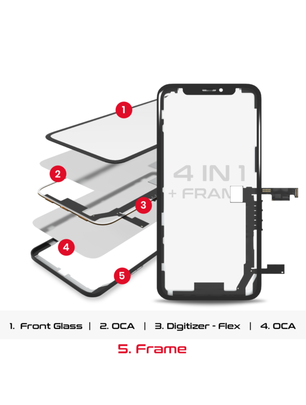 Szyba + OCA Ramka Długi Dotyk iPhone Xs Max (OM) - obrazek 4